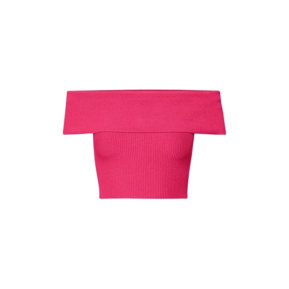 Aritzia Babaton SCULPT‎ KNIT Off The shoulder Top Small Pink Sleeveless Large - Picture 1 of 6
